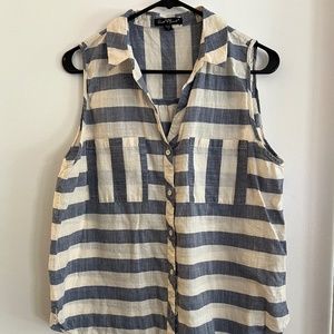 Velvet Heart Sleeveless Button Up Blue and White Striped Blouse L $8